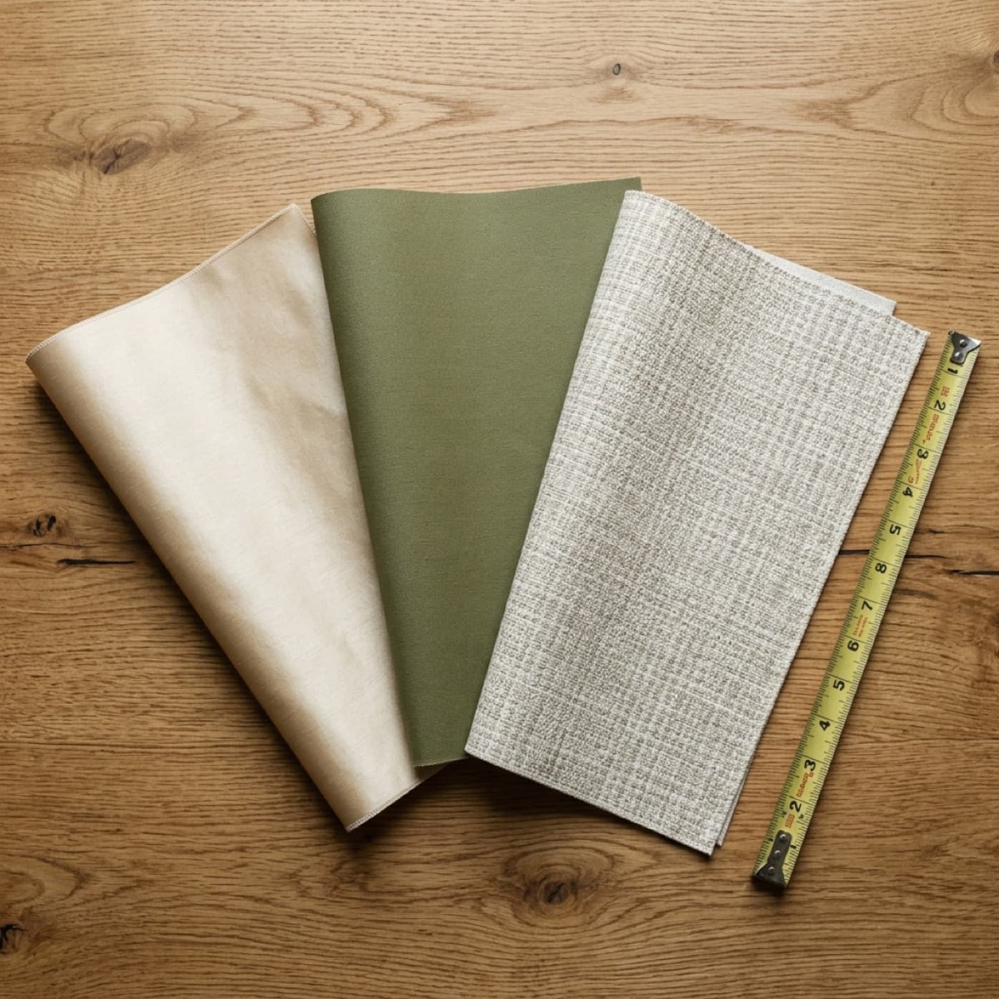 Wallpaper swatches arranged on a surface